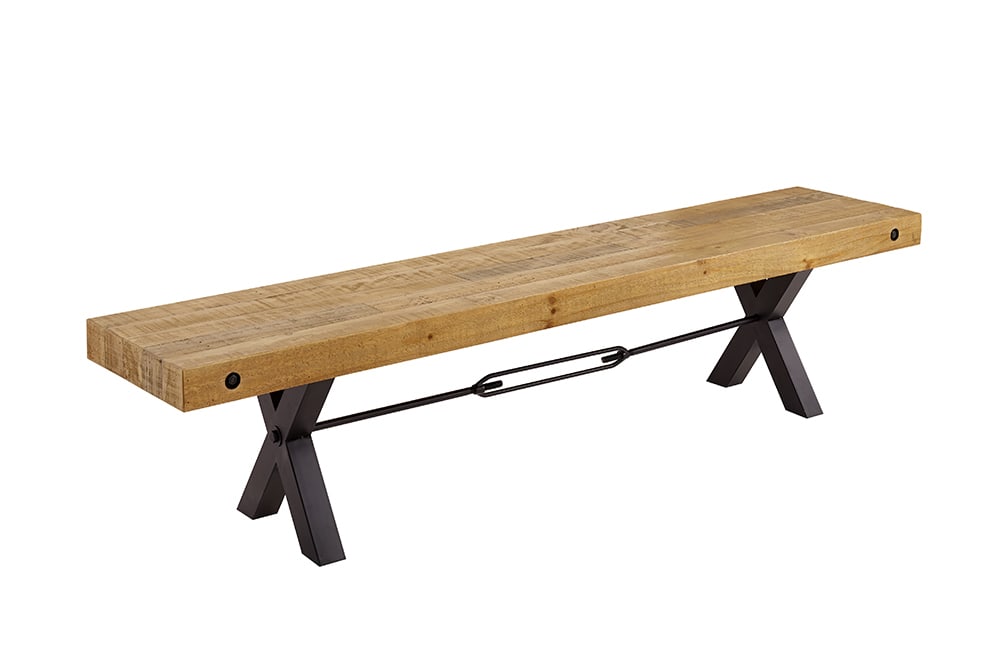 Massivholz Sitzbank THOR 200cm vintage braun Pinie recycelt Industrial Design