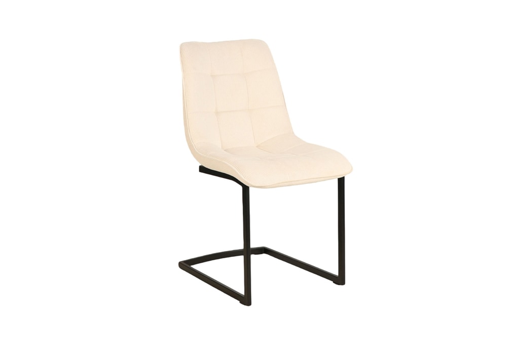 Freischwinger Stuhl MIAMI beige Cord matt schwarz Metallgestell