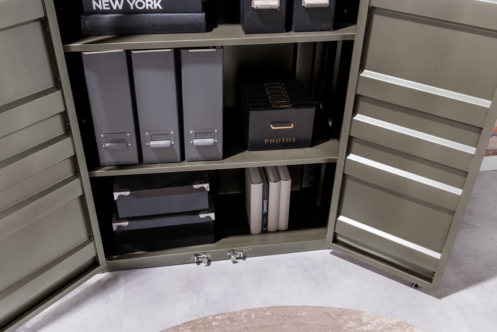 Container-Schrank GLOBETROTTER 140cm anthrazit Metall Aktenschrank Highboard