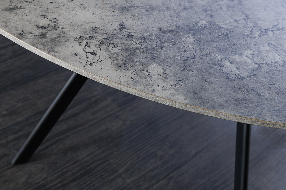 Runder Esstisch ATELIER 120cm grau Beton-Design schwarz Metall