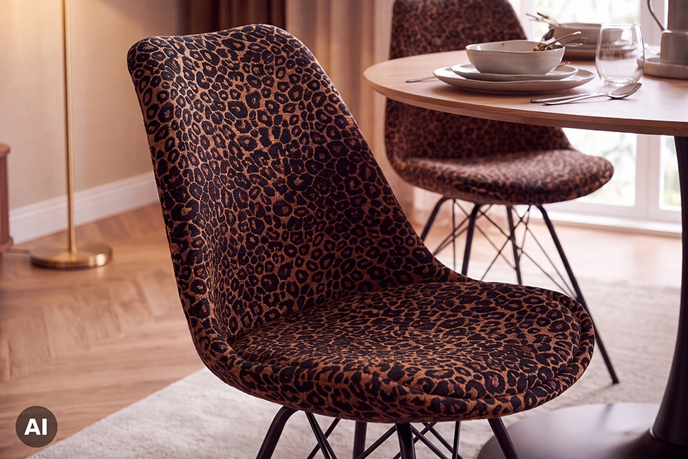 Design Stuhl SCANDINAVIA MEISTERSTÜCK braun schwarz Chenille schwarz Metallgestell