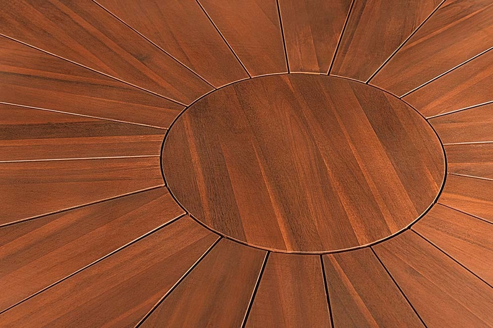 Runder Gartentisch KOPENHAGEN 140cm braun Akazienholz honey finish wetterfest