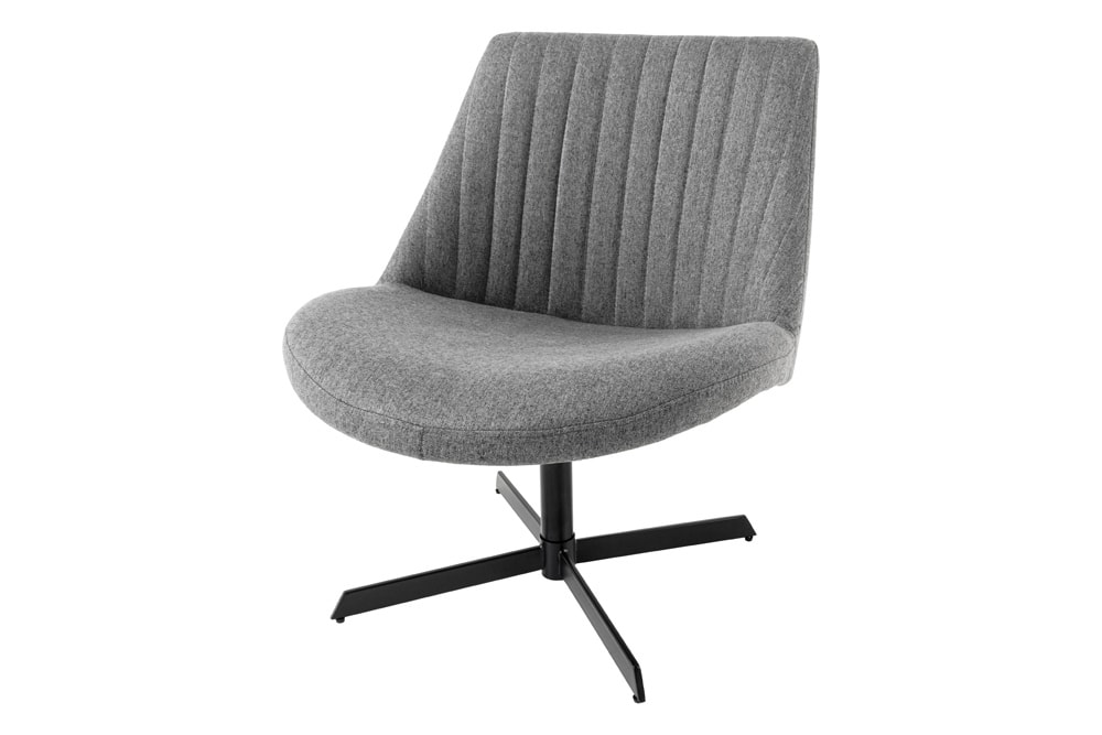 Drehbarer Sessel LOUNGER grau Strukturstoff Metallgestell schwarz
