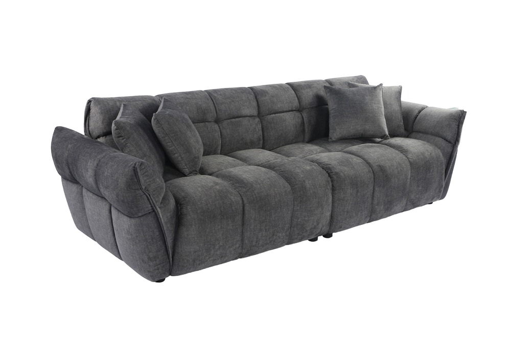XXL Sofa CLOUD 260cm grau Vogue Samtstoff Bigsofa Federkern inkl. Kissen