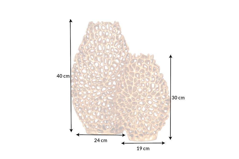 Filigranes Vasen 2er Set ABSTRACT LEAF 40cm gold Handarbeit
