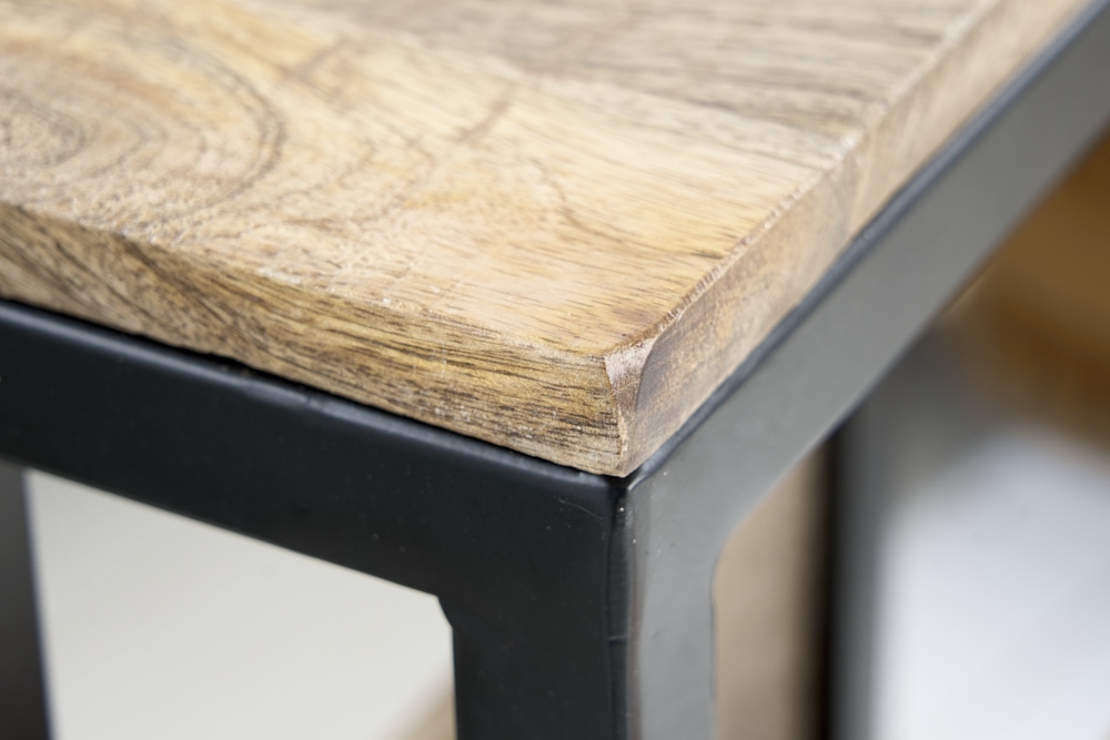 Moderner Laptoptisch CONCIERGE 60cm natur Mangoholz Beistelltisch mit Stauraum Metallgestell