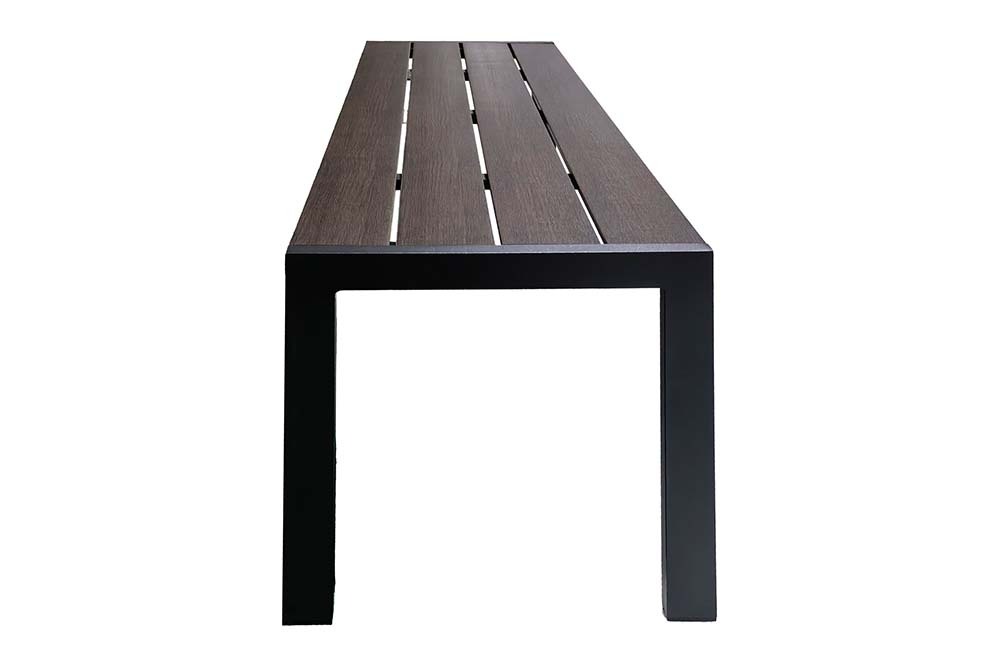 Moderne Gartenbank DESIGNO 130cm dunkelbraun schwarz Aluminium wetterfest Outdoor Sitzbank