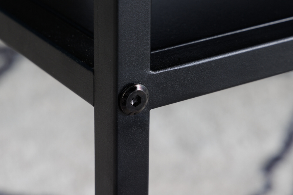 Moderner Couchtisch DURA STEEL 70cm schwarz Metall mit Ablagefach