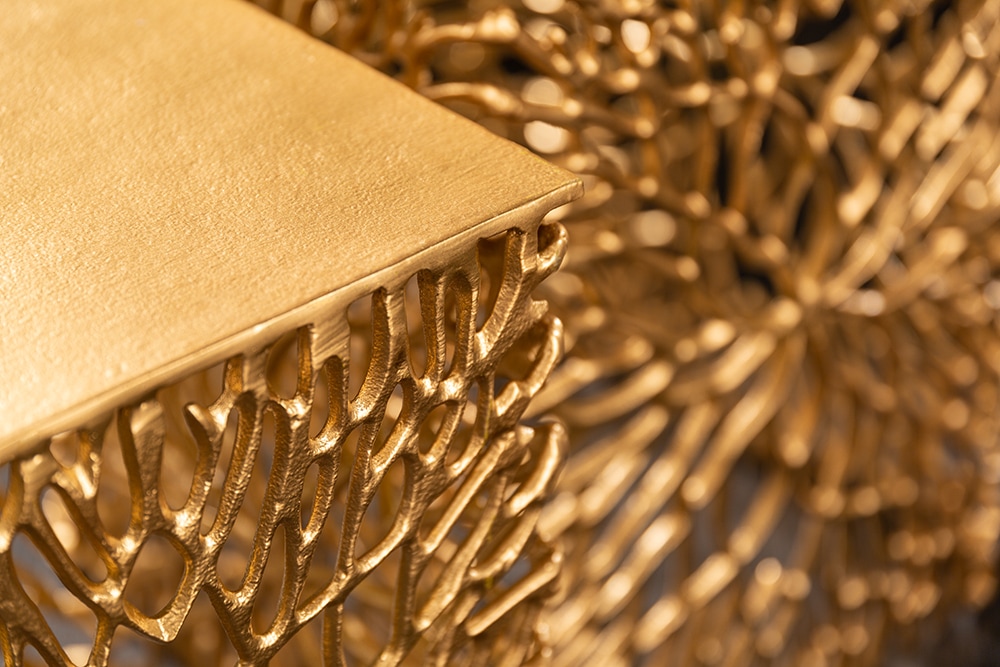 Filigranes Beistelltisch 2er Set ABSTRACT LEAF 45cm gold Handarbeit