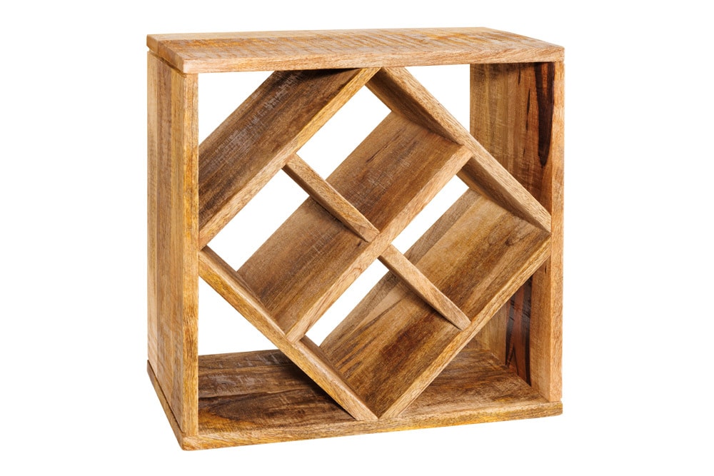 Massivholz Weinregal CUBUS 40cm Mango handmade Beistelltisch