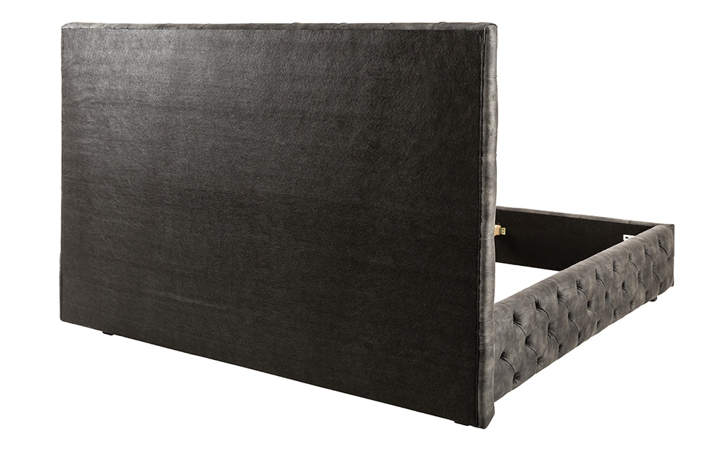 Design Doppelbett PARIS 180x200cm grau Samt Chesterfield