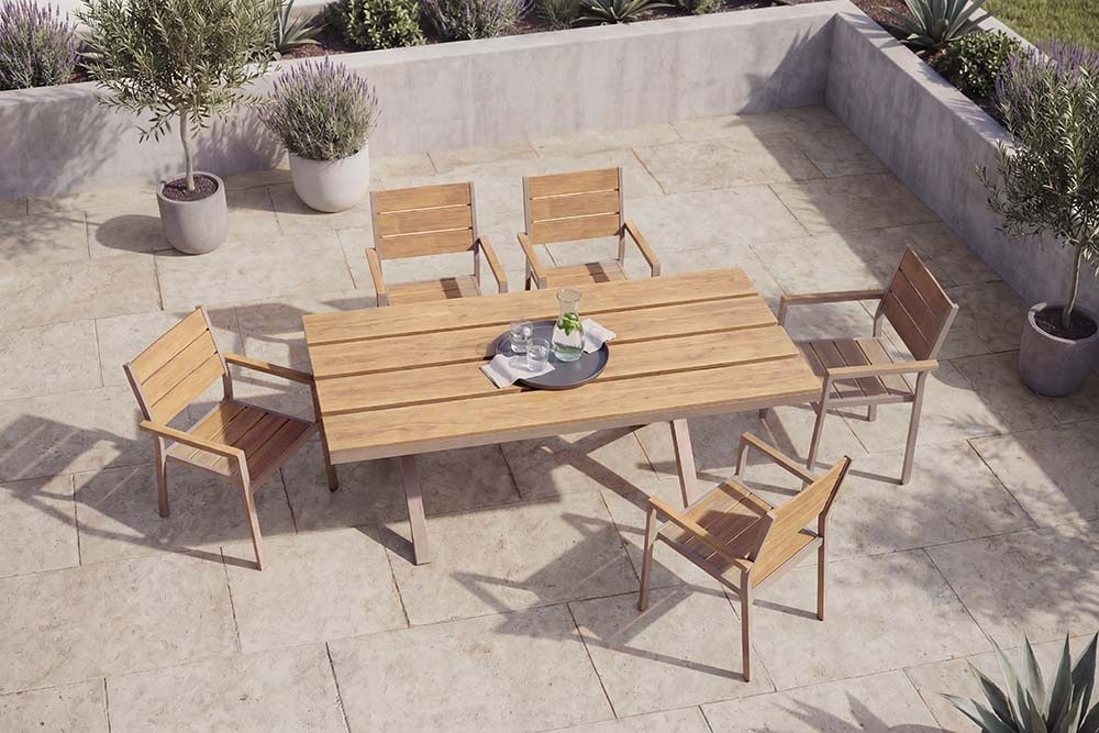 Moderner Gartentisch DESIGNO 150cm natur greige Aluminium wetterfest X-Gestell