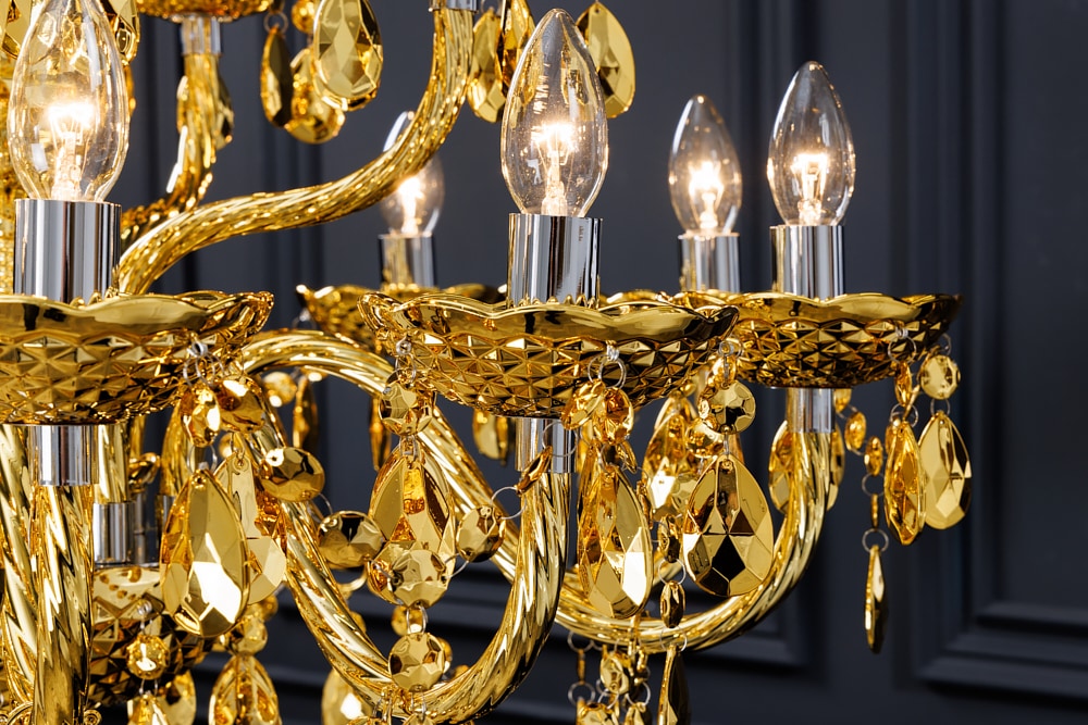 Design Kronleuchter CRYSTAL XL 80cm gold 15-armig Lüster Kristall-Lampe