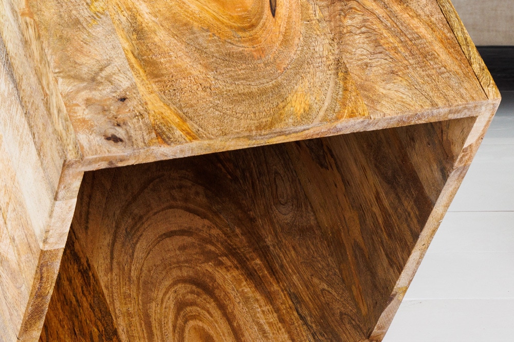 Massives 2er Set Beistelltisch CURACAO 45cm natur Mangoholz Würfel handmade Couchtisch