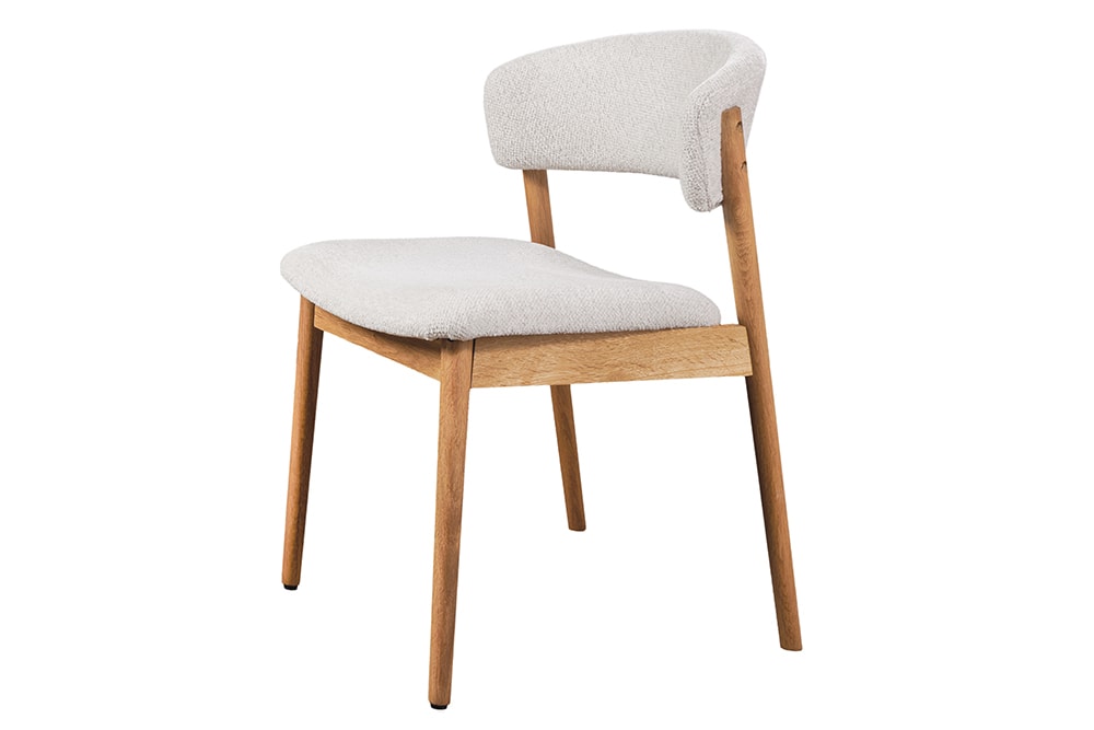 Design Stuhl VALHALLA WOOD natur Eiche Massivholz creme Strukturstoff
