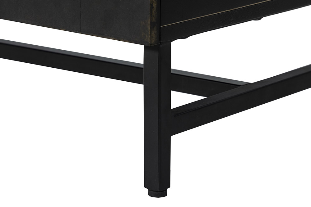 Exklusives Sideboard OXID 180cm schwarz gold massives Mangoholz Metall Soft Close