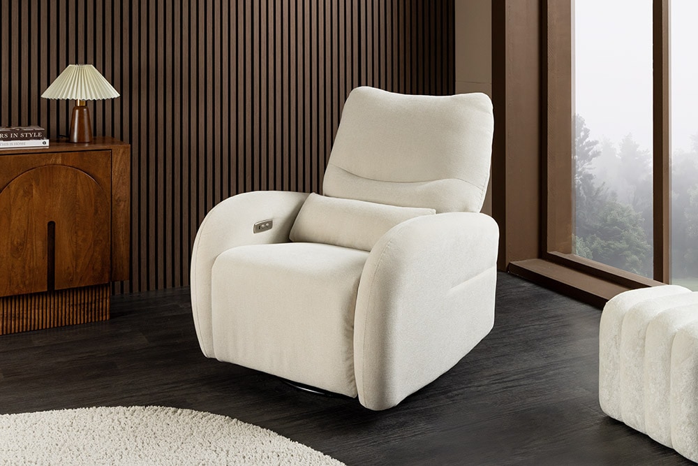 Elektrischer Kinosessel PRIORITY beige inkl. Kissen 360° drehbar mit USB-Anschluss