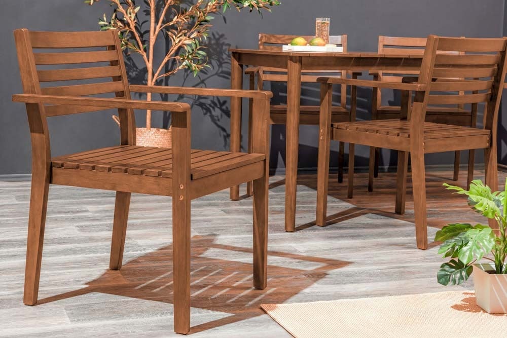 Outdoor Gartenstuhl KOPENHAGEN anthrazit braun Akazie honey finish inkl. Kissen stapelbar
