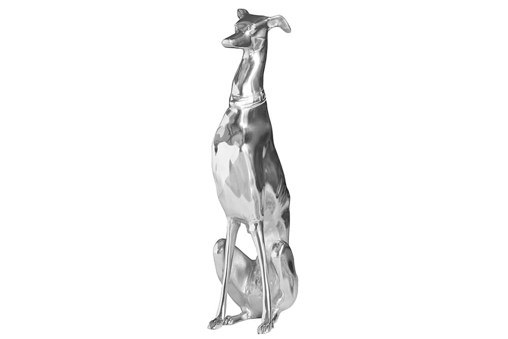 Elegante Windhund Skulptur GREYHOUND 70cm Aluminium Design Figur
