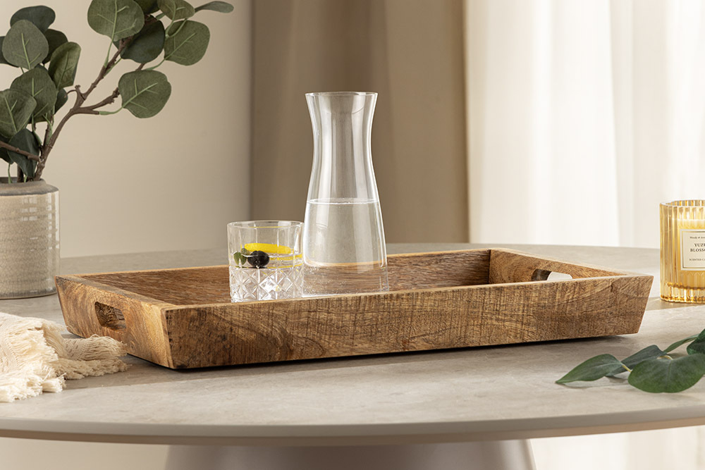 Massives Tablett MAKASSAR 45cm natur Mangoholz