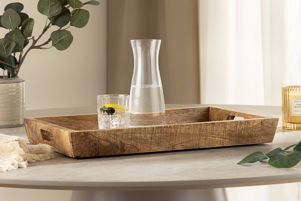 Massives Tablett MAKASSAR 45cm natur Mangoholz Massives Tablett MAKASSAR 45cm natur Mangoholz