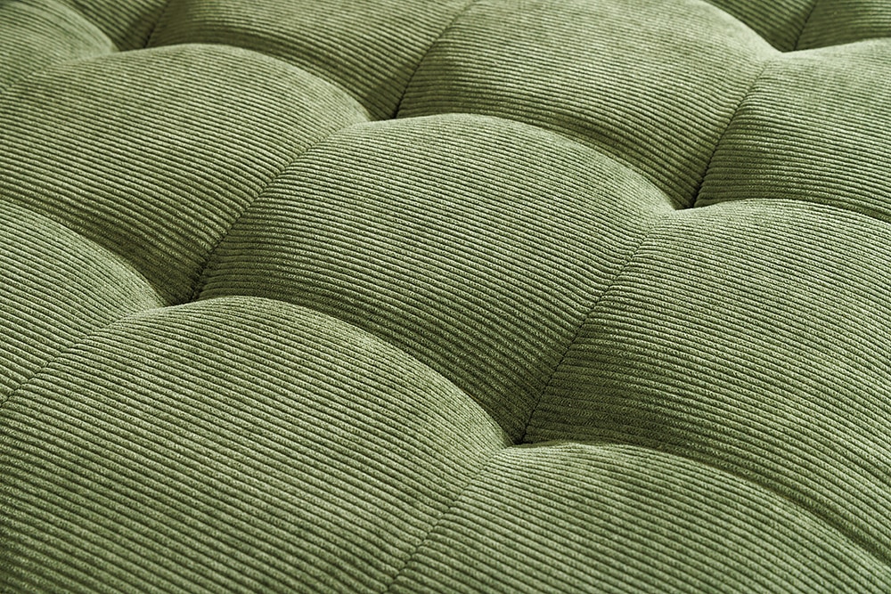 Retro Ecksofa STOCKHOLM 220cm grün Cordstoff Federkern 3-Sitzer