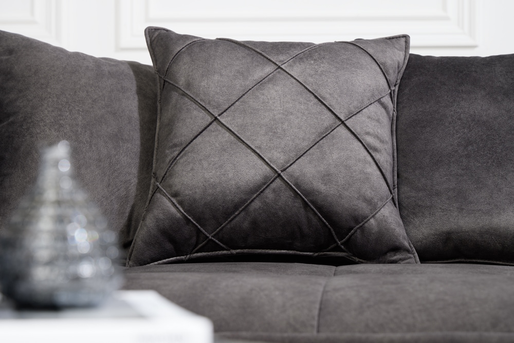 Modernes XXL Ecksofa DECADENCIA 320cm dunkelgrau Samt inkl. Kissen Bigsofa