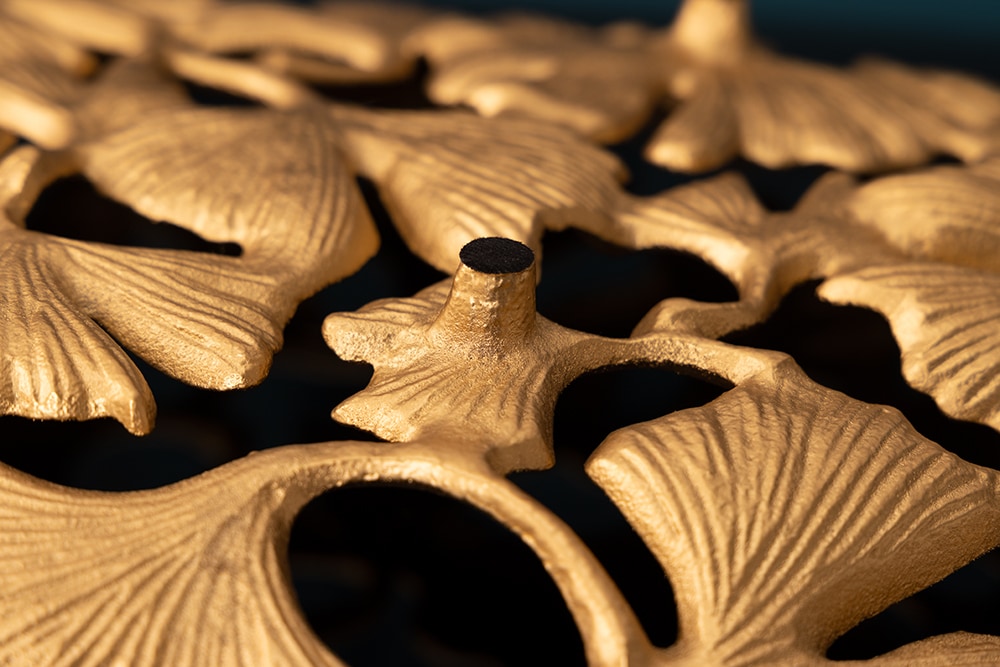 Dekorative Schale GINKGO LEAFS 40cm gold handmade Metall