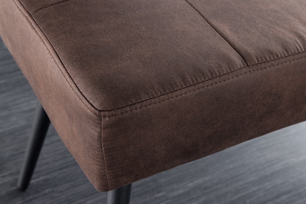 Design Sitzbank BOUTIQUE 100cm antik braun Microfaser schwarze Metallbeine Polsterbank