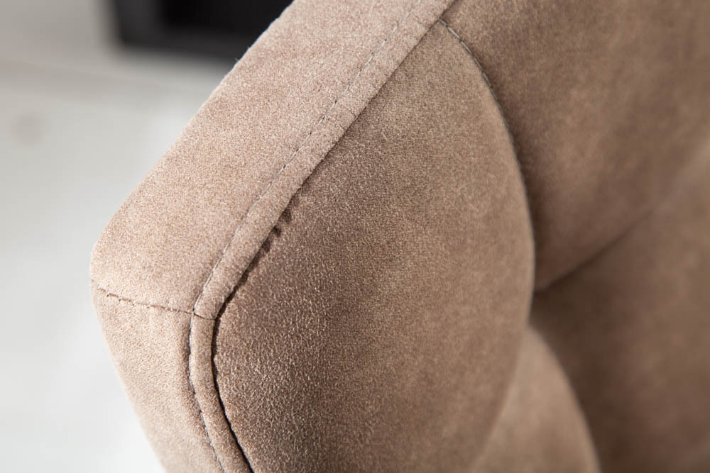Retro Design Stuhl MODENA antik taupe Microfaser mit Ziersteppung
