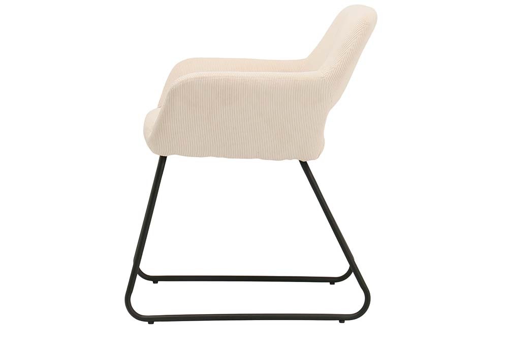 Design Stuhl MUSTANG beige Cord mit Armlehne schwarz Metallgestell