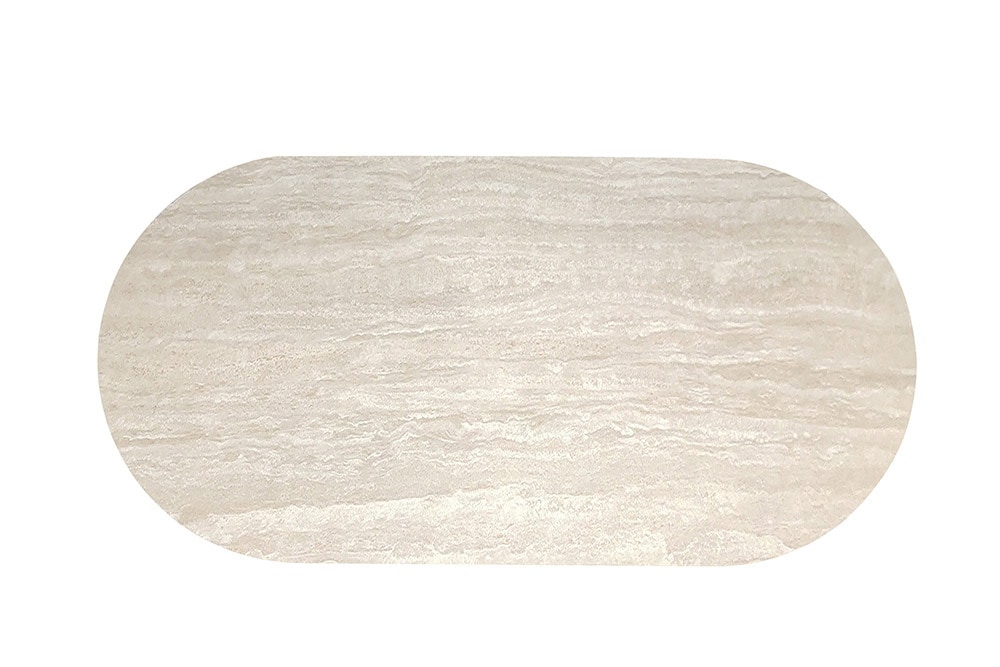 Ovaler Esstisch UNIQUE 200cm beige natur Travertin Eiche mit Säulenfuß
