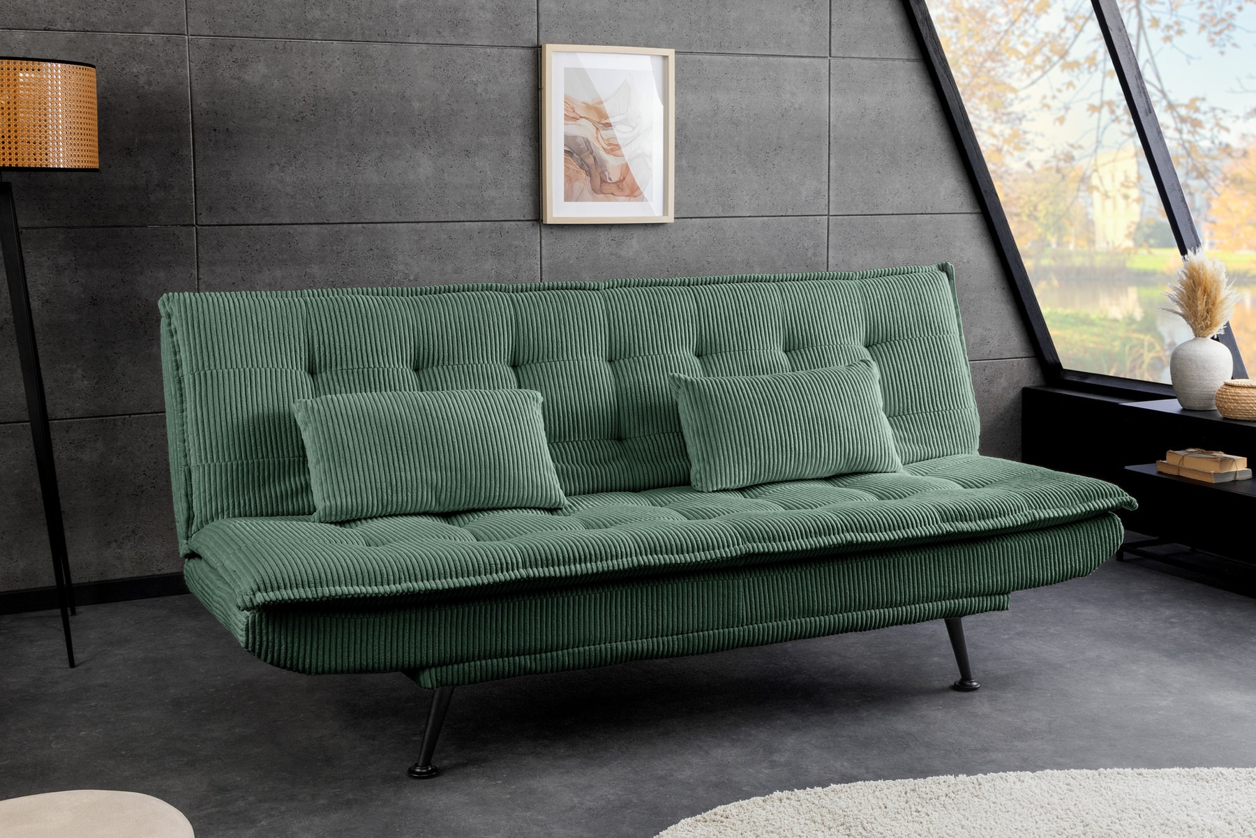 Modernes Schlafsofa JAZZ 190cm grün Cord 3-Sitzer Couch