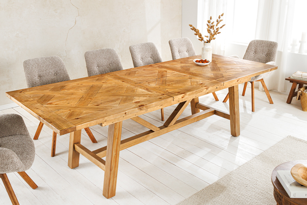 Ausziehbarer Esstisch RIVIERA 180-240cm natur recycelte Pinie Massivholz
