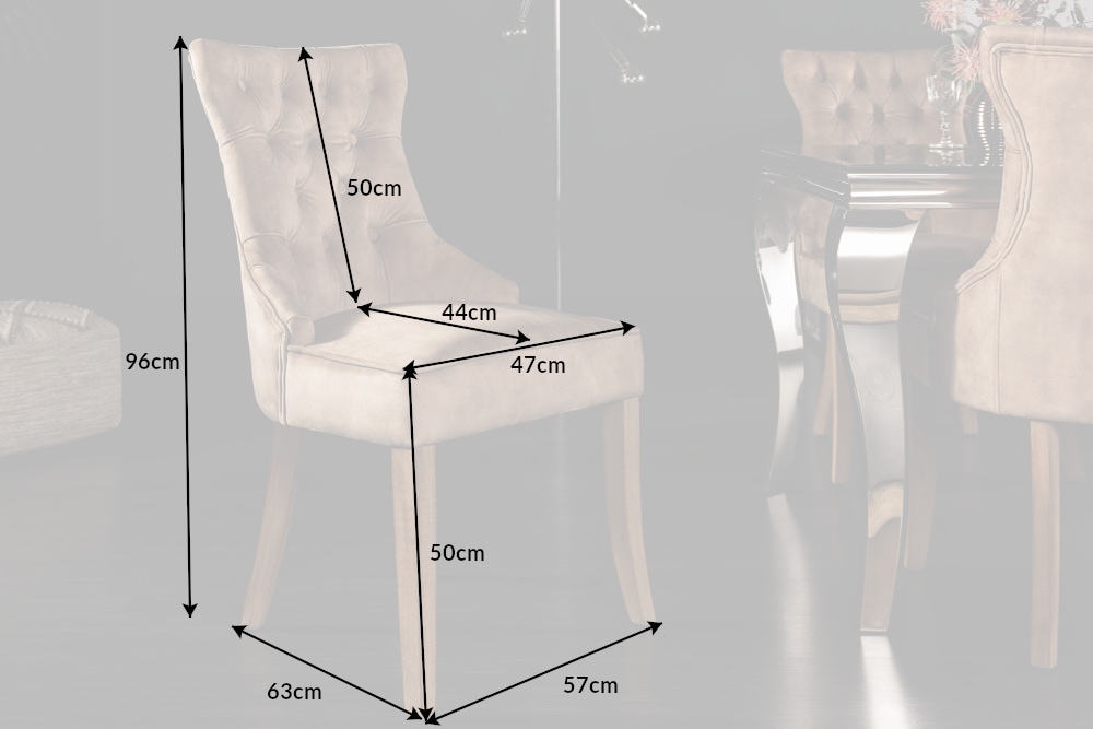 Eleganter Stuhl CASTLE cappuccino Samt Landhausstil mit Komfortgriff
