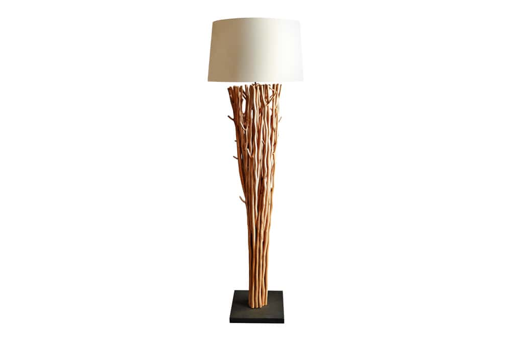 Design Treibholz Stehlampe EUPHORIA 180cm natur mit Leinenschirm