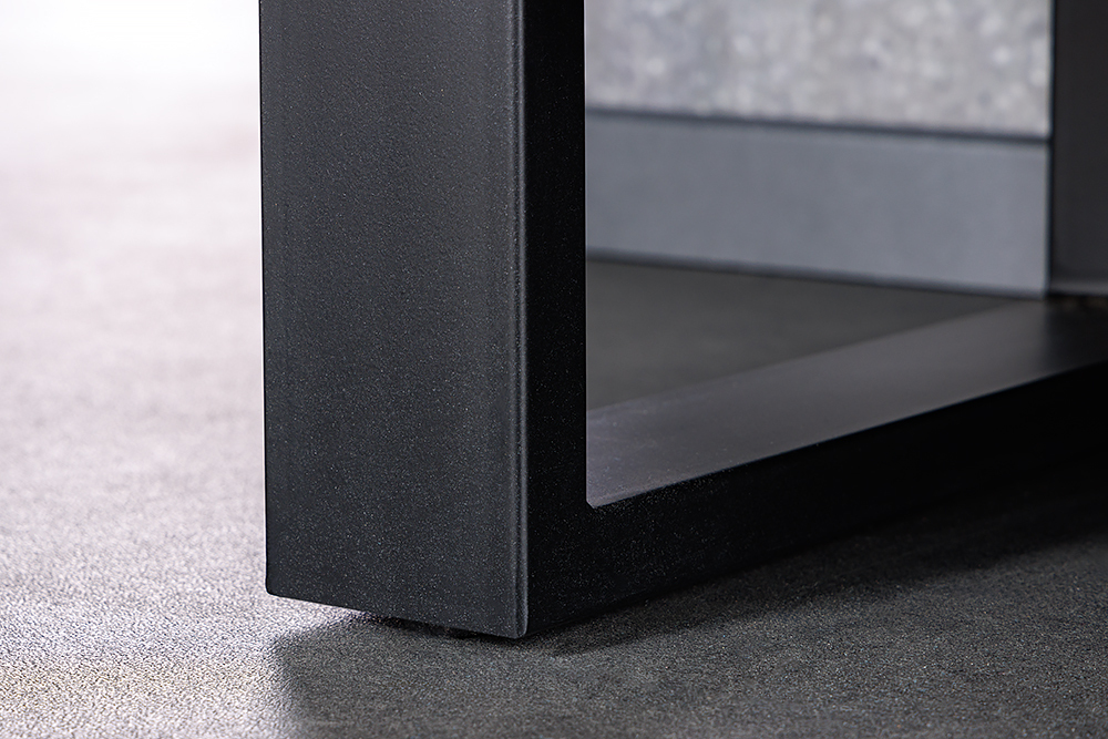 Massivholz Sideboard BARRACUDA 150cm Teak Mango schwarz Metall recycelt