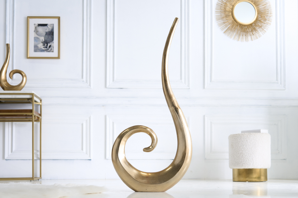 Moderne Vase WAVE XL 106cm gold Aluminium poliert Dekoration