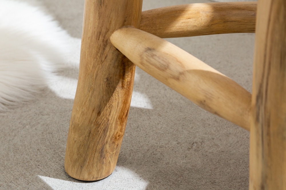 Massivholz Hocker BALI 45cm natur rund Teakholz Beistelltisch Sitzhocker Nachttisch