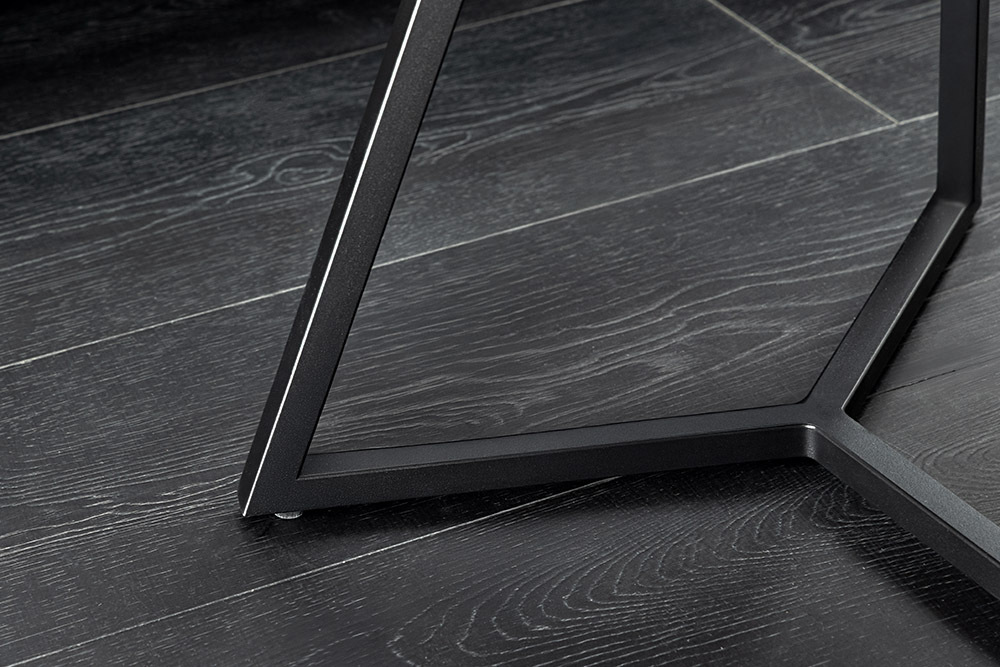 Design Couchtisch MARVELOUS 70cm weiß Marmor Keramik schwarzes Metall