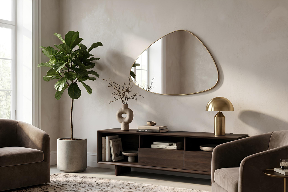Moderner Wandspiegel NOEMI 85cm gold variabel aufhängbar
