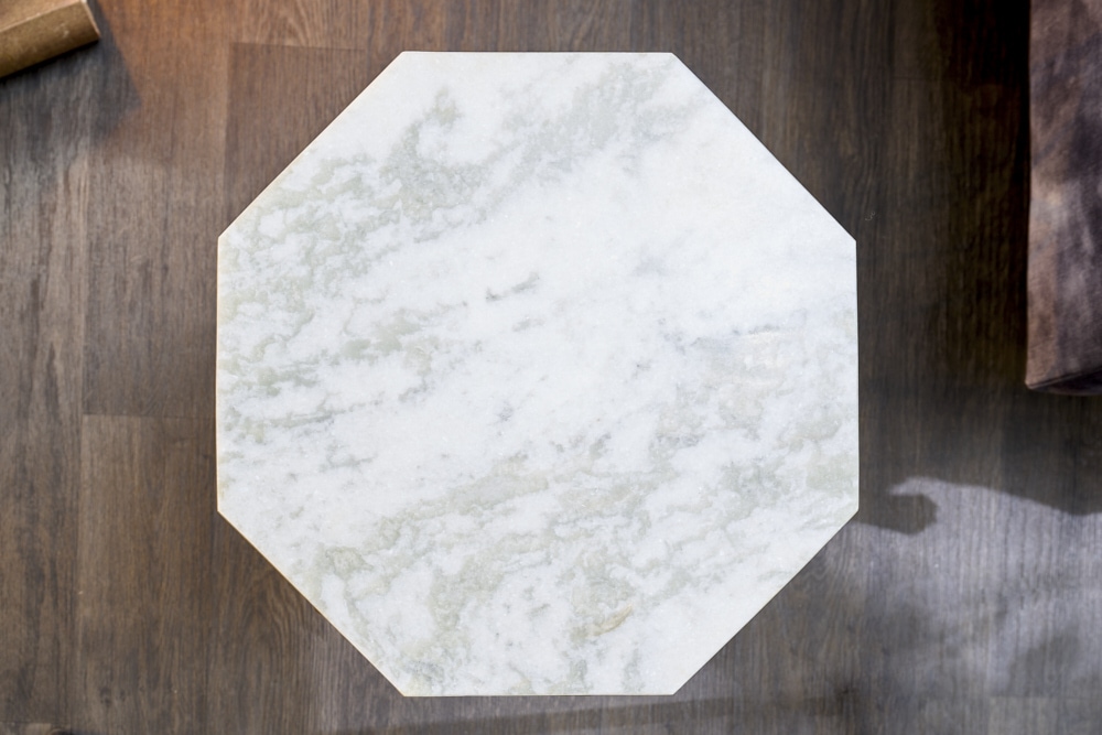 Design Beistelltisch DIAMOND 50cm weiß Marmor messing Metall