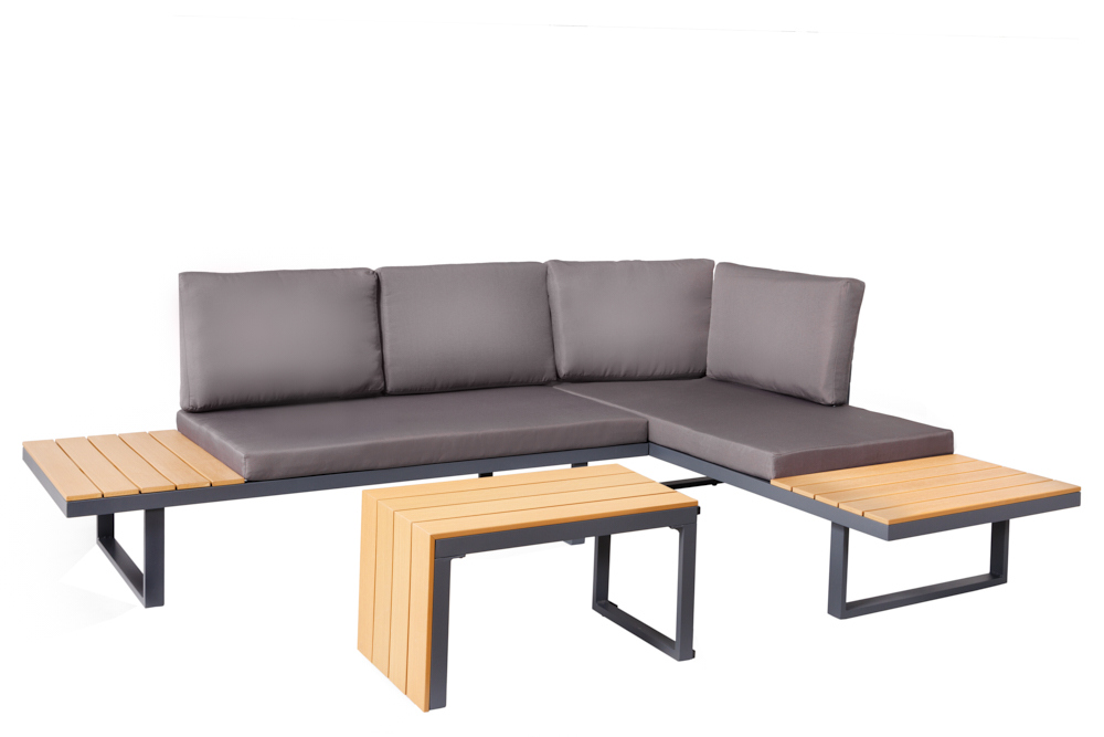 Wetterfestes Gartenmöbel Set IBIZA MODULAR LOUNGE 250cm anthrazit Aluminium inkl. Sitzpolster