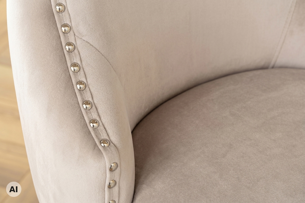 Chesterfield Stuhl CASTLE DELUXE cappuccino Samt mit Löwenkopf Nieten