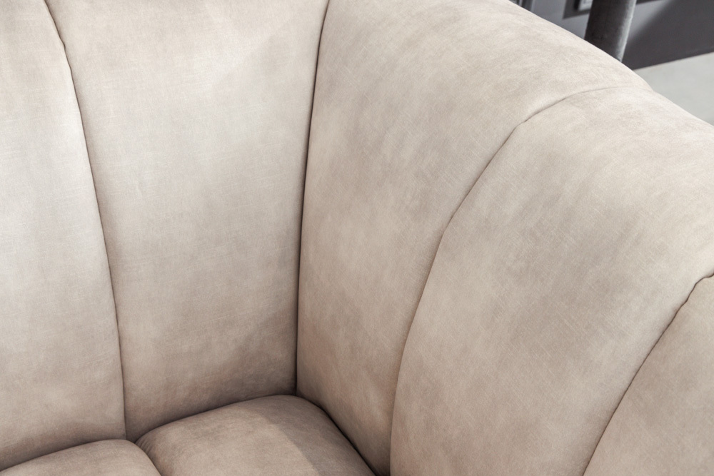 Retro Sessel NOBLESSE 105cm champagner beige Samt mit Ziersteppung