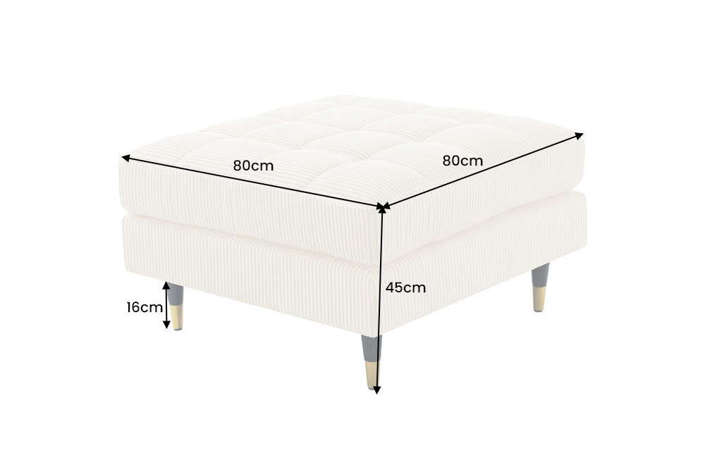 Design Hocker COZY VELVET 80cm beige gold Cord Metallfüße