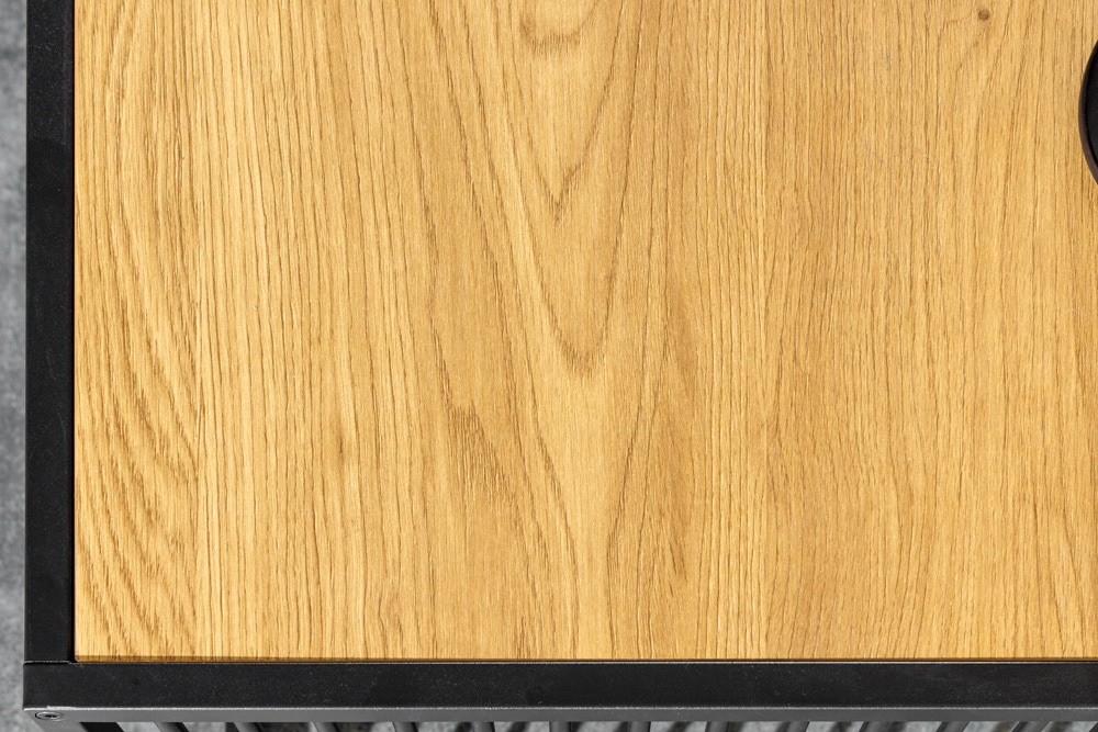 Design Couchtisch ARCHITECTURE 100cm schwarz Wildeiche Rauchglas Metall Holz