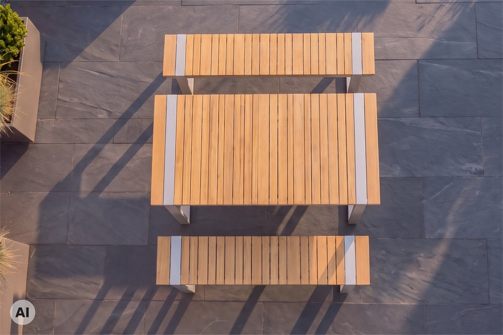 Wetterfester Gartentisch TAMPA LOUNGE 125cm greige natur Aluminium Metall Holz-Design Outdoor