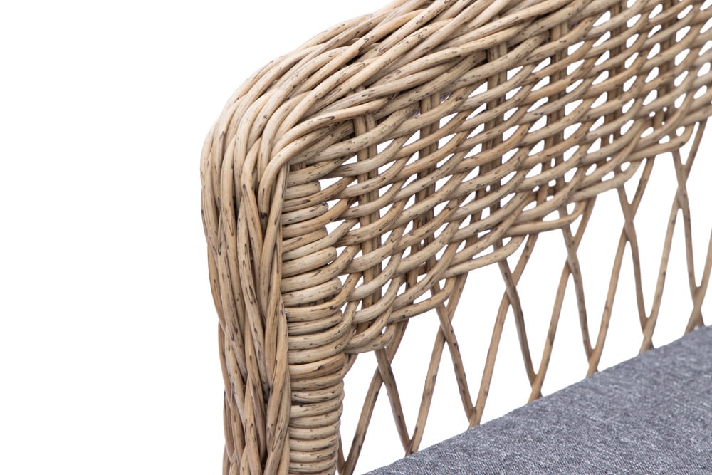 In- und Outdoor Garten-Set ELYSEE natur grau Polyrattan Aluminium inkl. Tisch Kissen