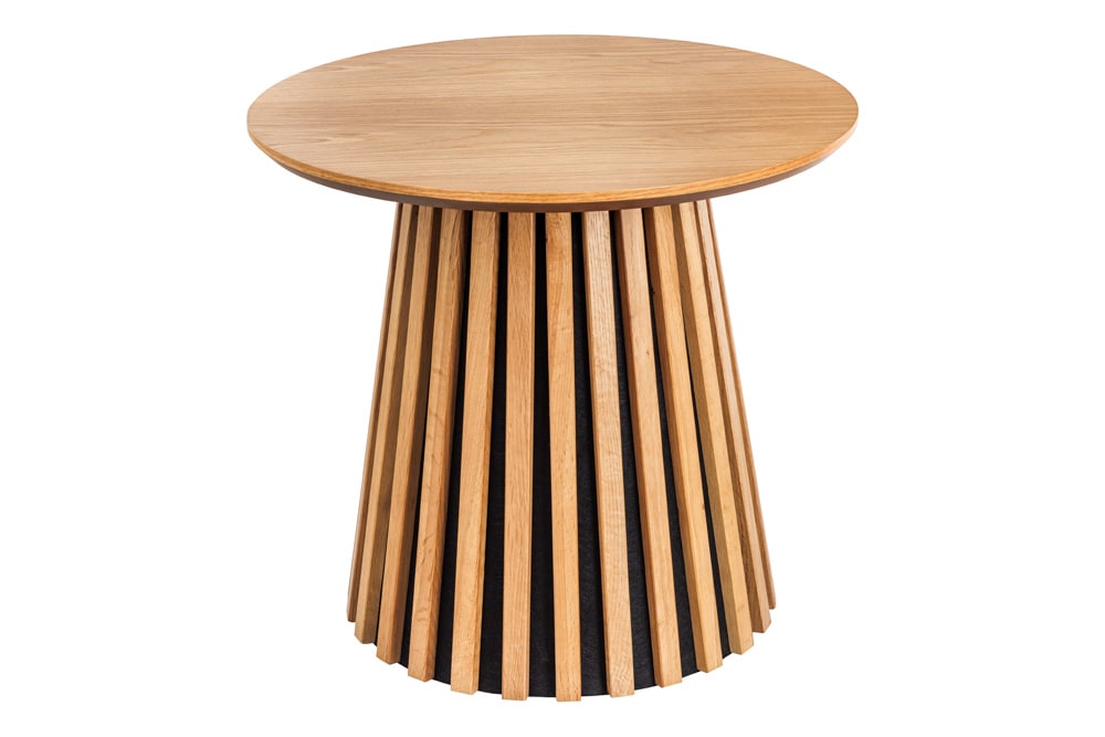 Runder Couchtisch VALHALLA WOOD 50cm natur Eichenholz Säulenfuß